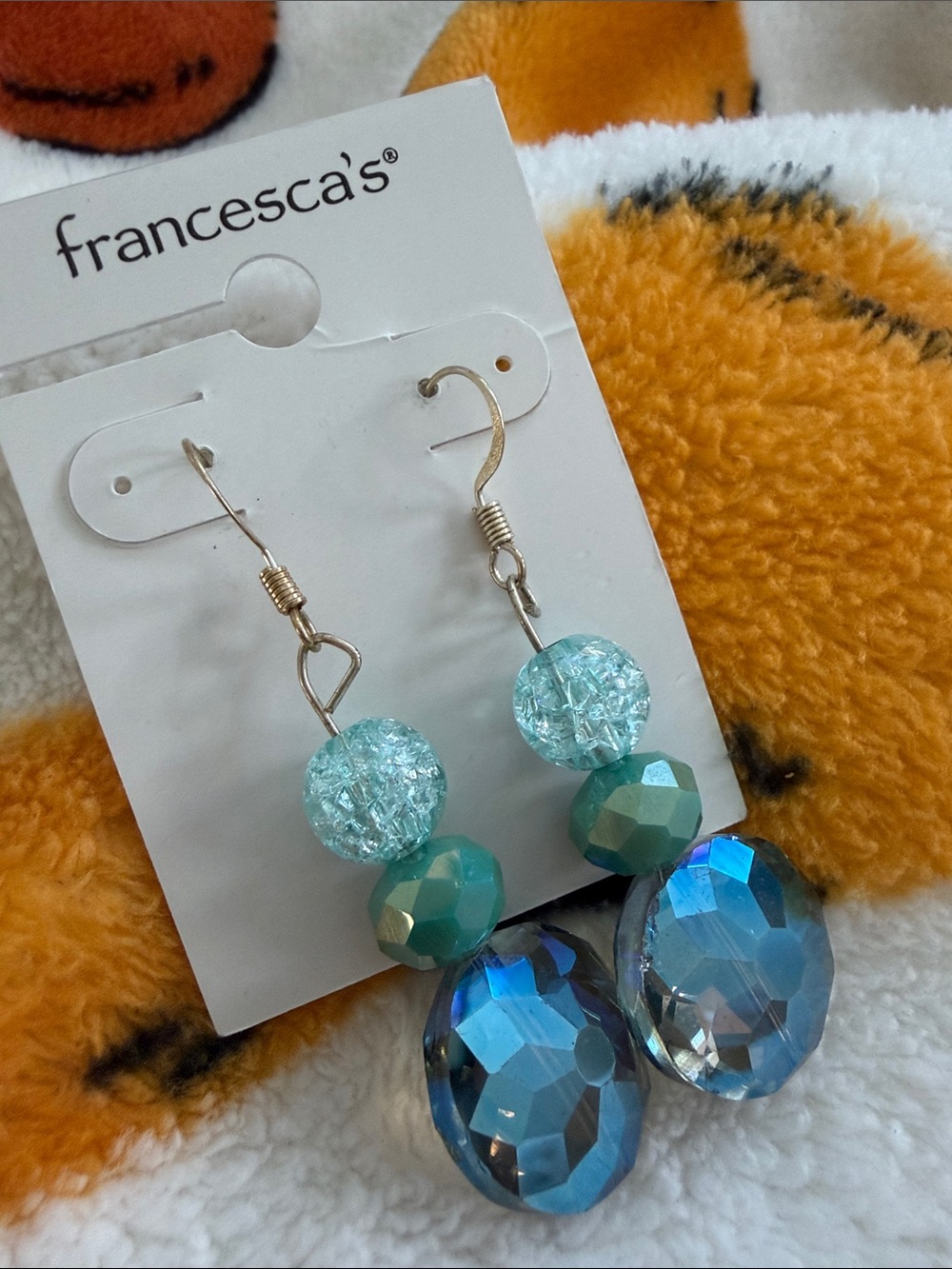 Francesca's Aqua and Teal Faceted Drop Earrings - Picture 2 of 2